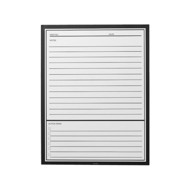 Bloc-note Notes de réunion noire (Tourné)
