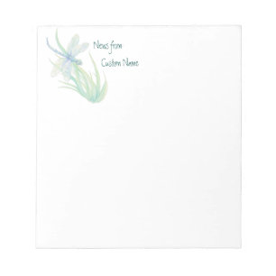 Bloc-note Notes de Watercolor Blue Green Dragonfly Art