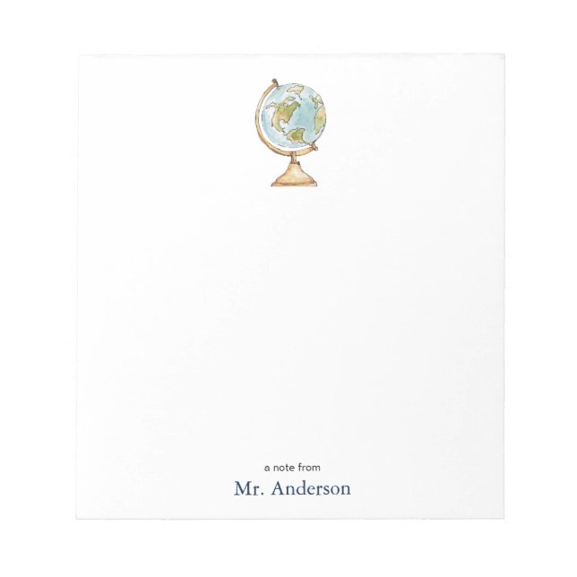 Bloc-note Notes des enseignants du Globe aquarelle (Devant)