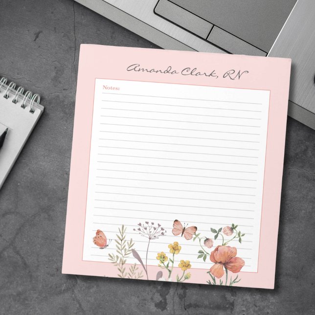 Bloc-note Notes d'infirmière florales  (Créateur téléchargé)