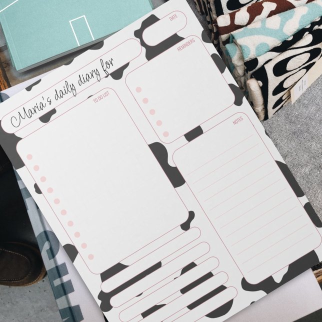 Bloc-note Notes du planificateur quotidien de la vache rose  (Créateur téléchargé)