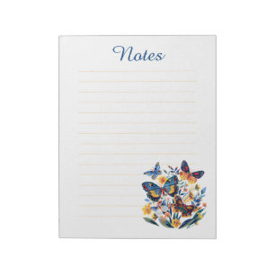 Bloc-note Notes lignées esthétiques Fleurs sauvages et Papil