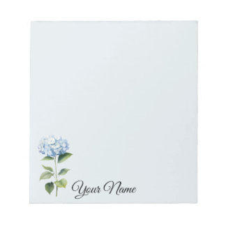 Bloc-note Notes personnalisées, bleues, à fleurs