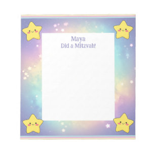 Bloc-note Notes personnalisées Mitzvah Rainbow Stars Bloc-no