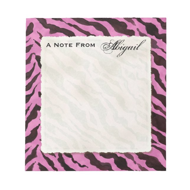 Bloc-note Notes personnelles Grille noire rose chaud Zèbre i (Devant)