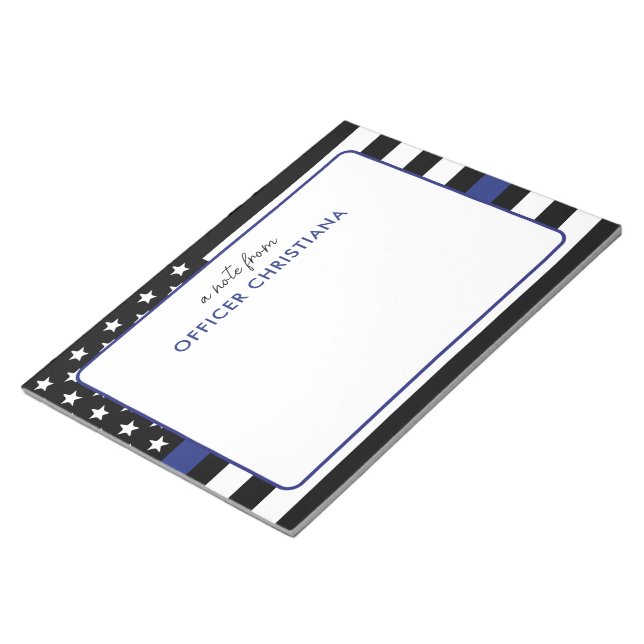 Bloc-note Officier de police de la ligne bleue mince personn (Incliné)