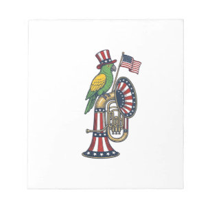 Bloc-note Oiseau patriotique gravure vintage musique chemise