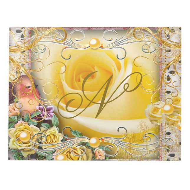 Bloc-note Oiseau rose Rose Rose Rose Rose Botanical Pearl Jo (Devant)