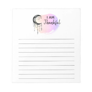 Bloc-note *~* Ombre Moon Boho Gratitude List JE SUIS REMERCI