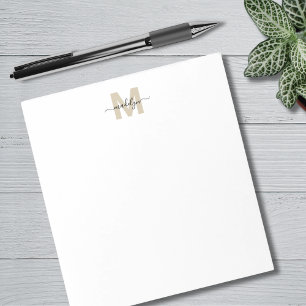 Bloc-note Or Noir Nom Simple Monogramme
