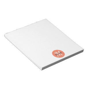 Bloc-note Orange & Blanc Simple Monogramme Classique tendanc