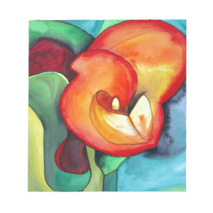 Bloc-note Orange Canna lily flower original watercolor art