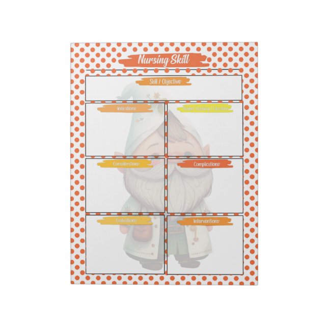 Bloc-note Orange Dr Gnome Modèle des compétences des étudian (Tourné)