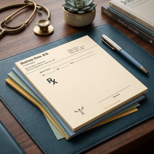 Bloc-note Ordonnance de docteur RX éditable Coloré Médical O