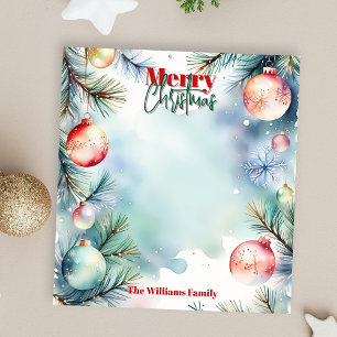 Bloc-note Ornement de pin aquarelle Noël familial