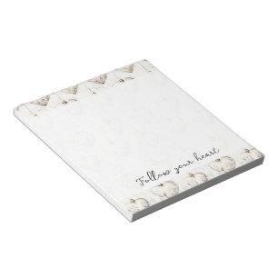 Bloc-note Ornements coeurs gris crème Chic