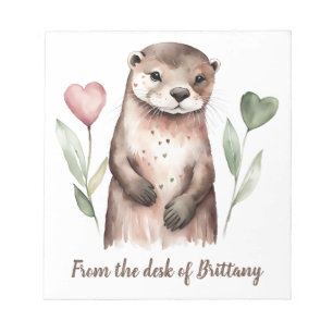 Bloc-note Otter Adorable Avec Fleurs Coeurs