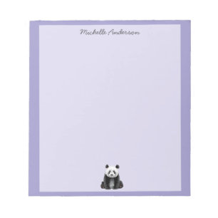 Bloc-note Ours Panda Mignon Branché Personnalisé Violet