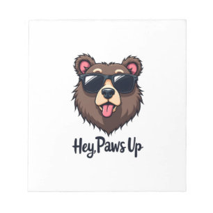Bloc-note Ours vintage Hey Paws Up avec des lunettes de sole