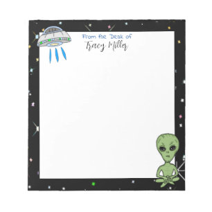 Bloc-note OVNI personnalisé et Alien sur Starry Night