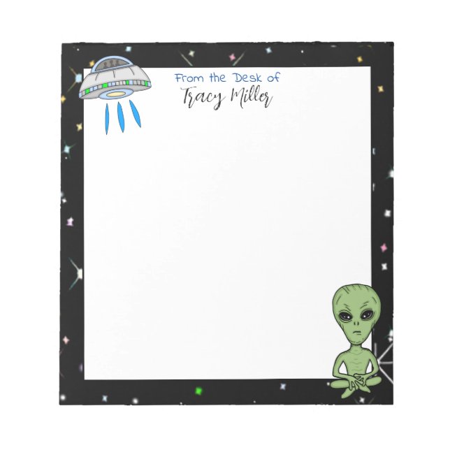 Bloc-note OVNI personnalisé et Alien sur Starry Night (Devant)