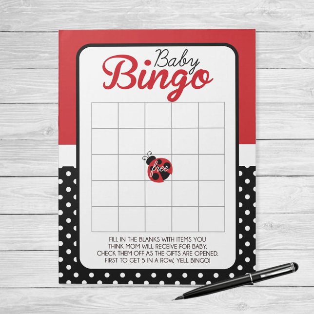 Bloc-note Pack de jeu de Baby shower de Bingo de Ladybug (Ladybug Baby Shower Bingo Game Pack of 40 Games)