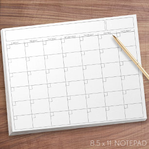 Bloc-note Page de calendrier vierge - Vue paysage avec début