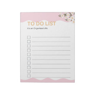 Bloc-note Page de planificateur rose pour liste de choses à
