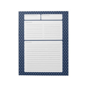 Bloc-note Page de recette Bleu et Pois