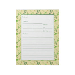 Bloc-note Page de recette pour Classeur Feuille de Herbe Ver