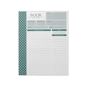 Bloc-note Page d'évaluation de lecture verte antique Bloc-no