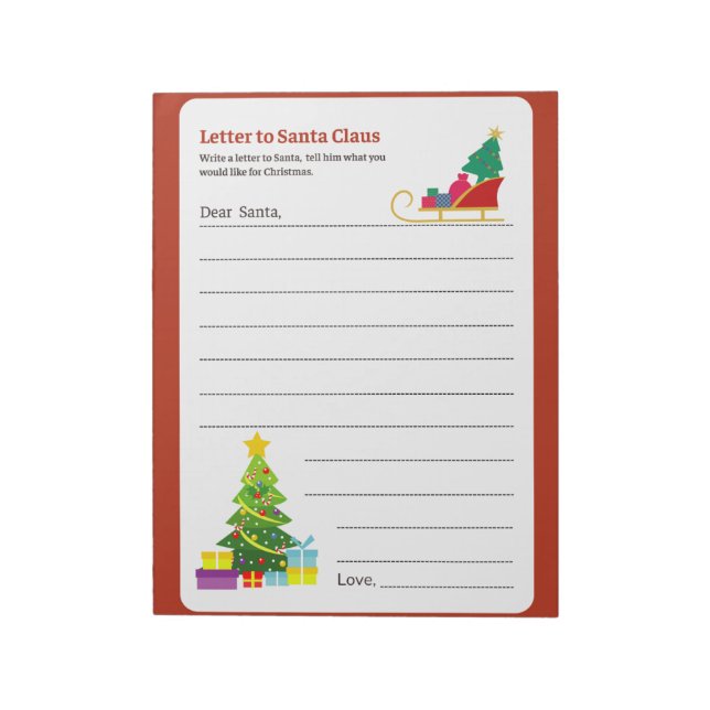 Bloc-note Page Lettre au Père Noël Activité de vacances (Tourné)