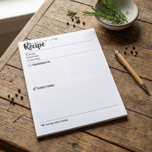 Bloc-note Pages de recettes vierges à recharger / Feuilles  