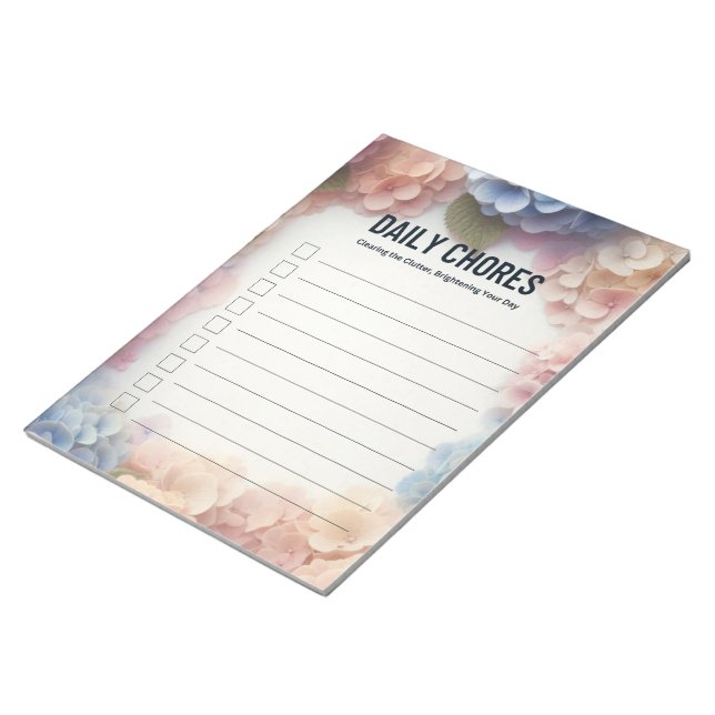 Bloc-note Pages d'hydrangea pour les tâches quotidiennes  (Incliné)