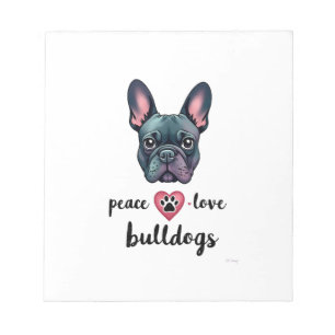 Bloc-note Paix Amour Bouledogues Galaxie Vintage Bouledogue