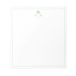 Bloc-note Palmier de palmier vert et blanc Monogramme