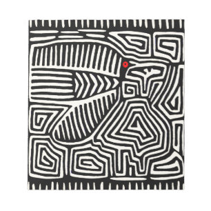 Bloc-note Panama Kuna Indian Mola Pajaro - noir blanc