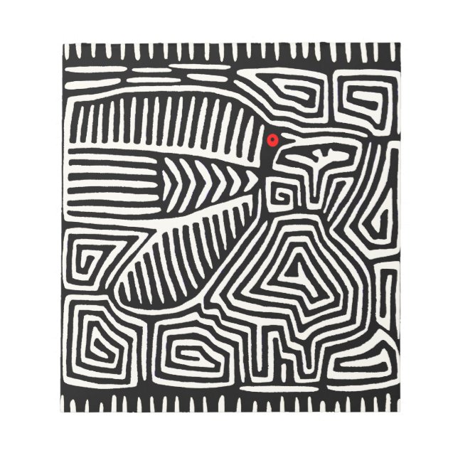 Bloc-note Panama Kuna Indian Mola Pajaro - noir blanc (Devant)