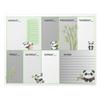 Bloc-note Panda cutie A4 planificateur hebdomadaire