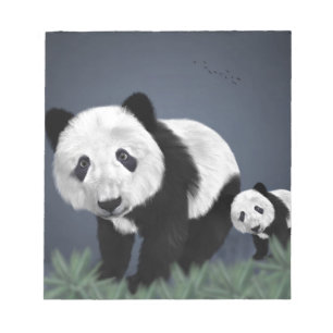 Bloc-note panda ours mignon animal câlin noir blanc doux