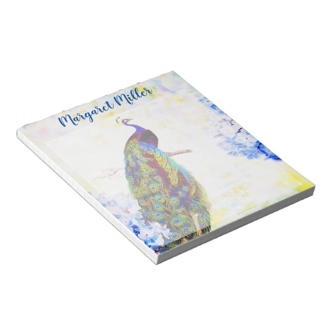Bloc-note Paon et hortensia personnalisés (Incliné)