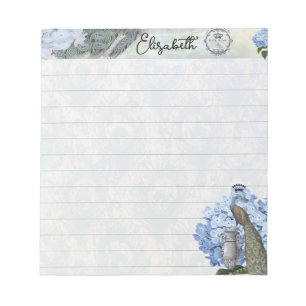 Bloc-note Paon royal et hortensia personnalisés