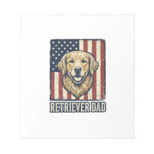 Bloc-note Papa Retriever Chemise Drapeau Chien Vintage Desig