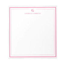 Papeterie à bordure rose avec monogramme personnal