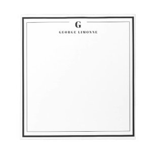 Bloc-note Papeterie à monogramme personnalisé avec bordure n