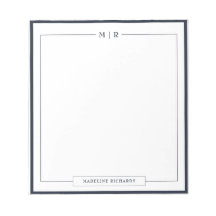 Papeterie classique à bordure bleu marine monogram