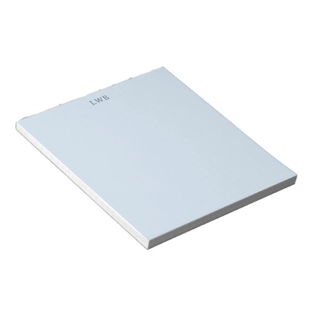 Bloc-note Papeterie moderne bleu clair avec initiales monogr (Incliné)