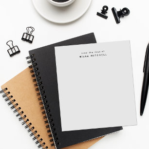 Bloc-note Papeterie moderne monogramme gris De mon bureau