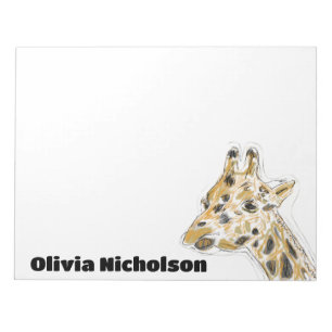Bloc-note Papeterie personnalisée avec girafe doodle