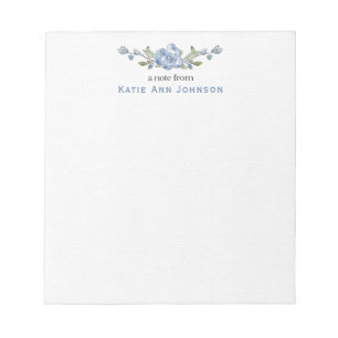 Bloc-note Papeterie personnalisée Floral bleu